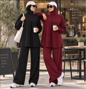 Ensemble SIPRT Activewear 3 Pièces Femme – Tunique Zippée, Pantalon Large et Cagoule